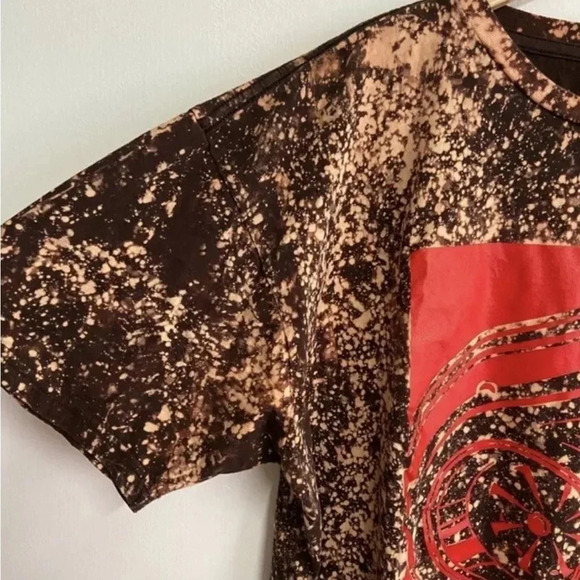 Women’s XL Racing Turbo Engine Car Motor Boosted Cropped T-shirt Bleached Grunge - Picture 6 of 11